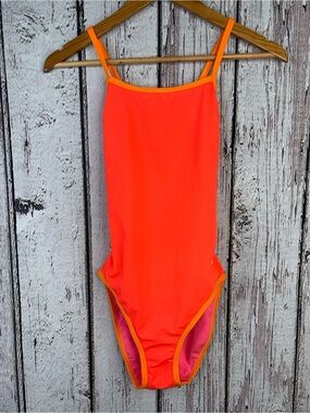 Dolfin Reversible One Piece Swimsuit Pink Orange Women’s Fits Size 6 *Stains*